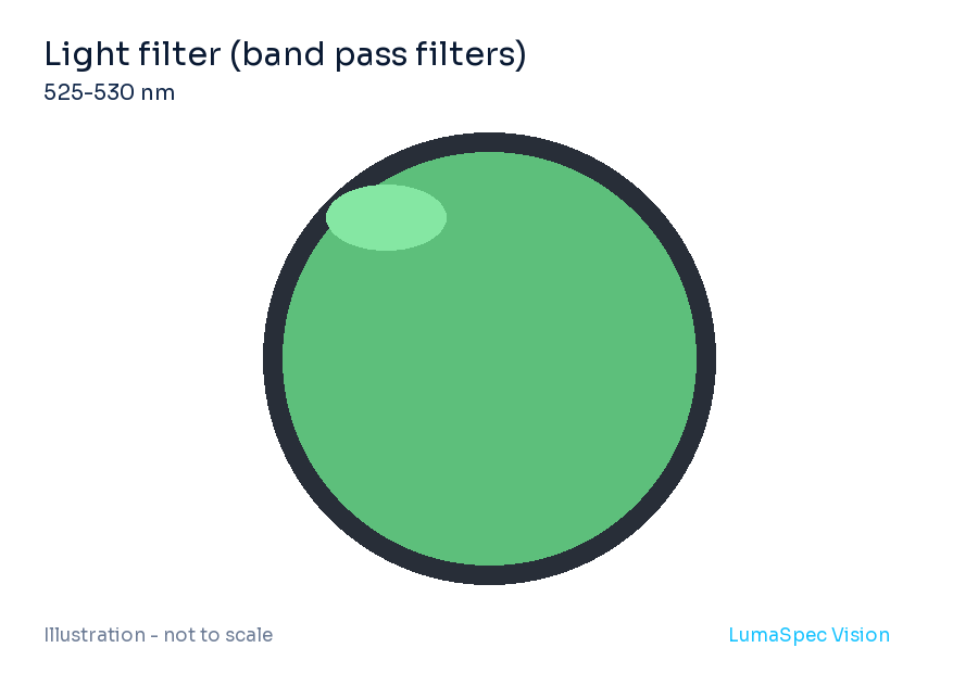 Filtro ottico (filtri passa banda), lunghezza d'onda efficace 525-530 nm (LS-GREENBANDPASSFILTER)