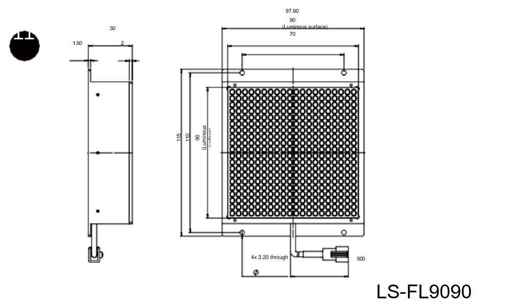 115 x 98 mm Éclairages de surface non standards (LS-FL9090)