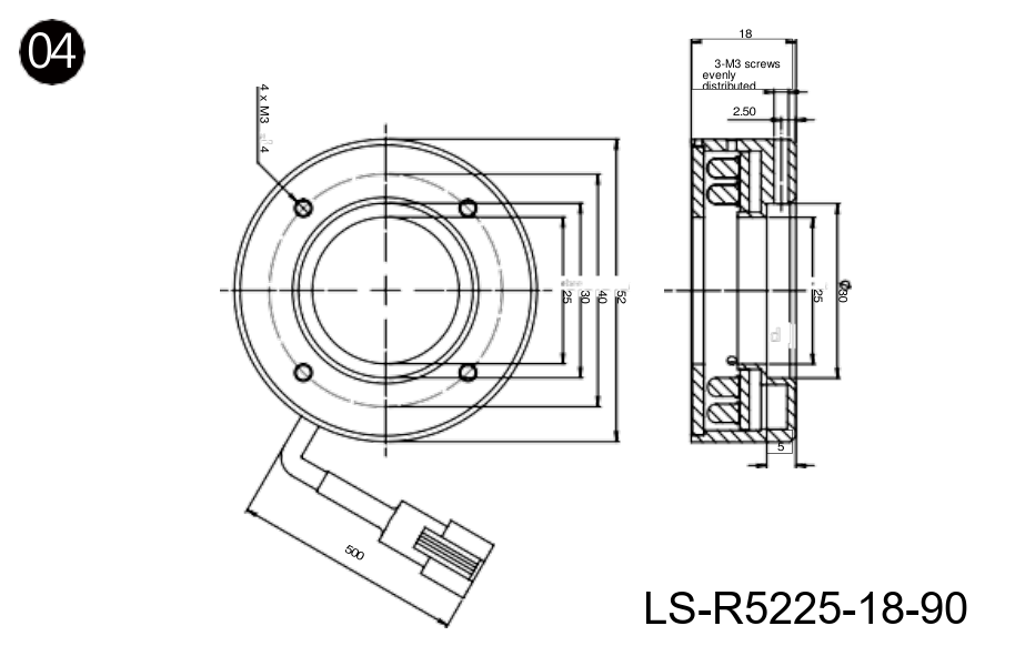 Illuminazione a anello non standard con diametro 52 mm (LS-R5225-18-90)